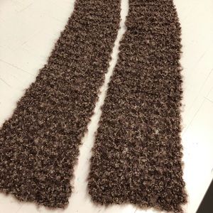 Brown hand knitted fuzzy scarf